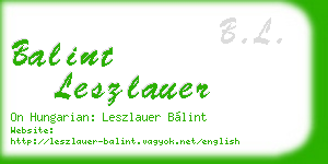 balint leszlauer business card