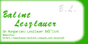 balint leszlauer business card